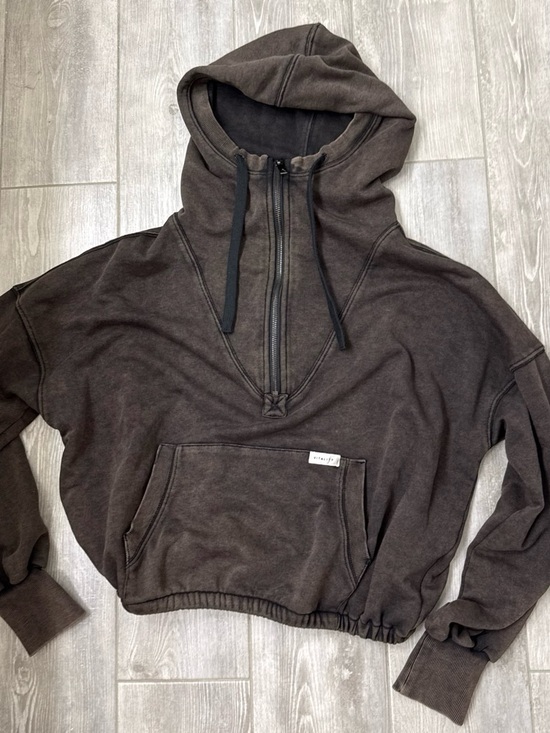 Vitality Tops - Ladies Vitality  soft cropped Hooded Half-Zip Sweatshirt